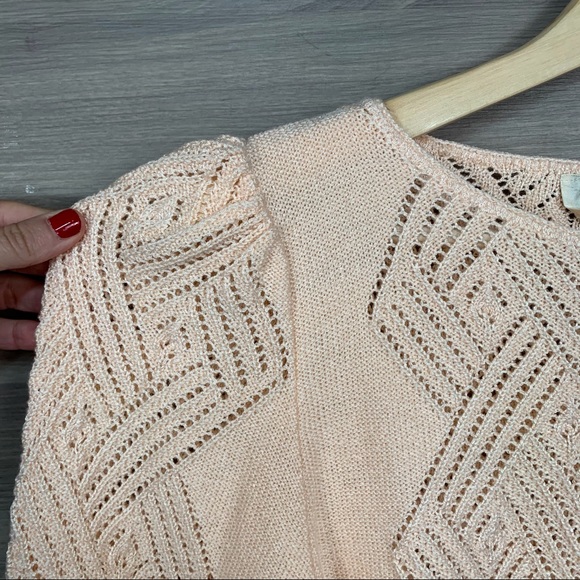 Savion Vintage Peach Puff Sleeve Knit Sweater S - Picture 6 of 7